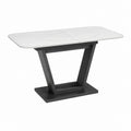 Table à manger extensible blanche et noire en pierre frittée rectangulaire 160-200 x 90 x 76 cm