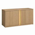 Meuble TV 2 portes coulissantes chêne clair MDF rectangulaire 120 x 40 x 75 cm