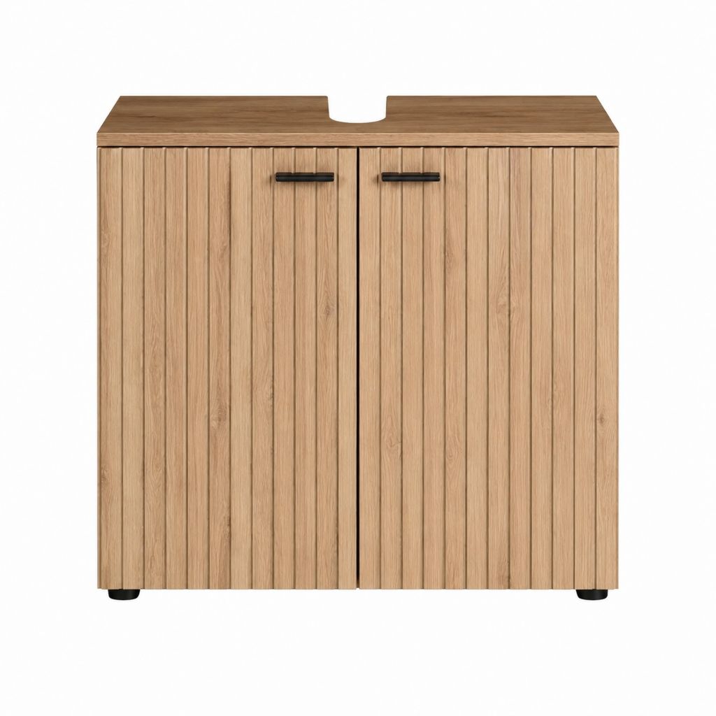 Meuble sous vasque à poser 2 portes chêne clair panneau de particules 60 x 30 x 60 cm