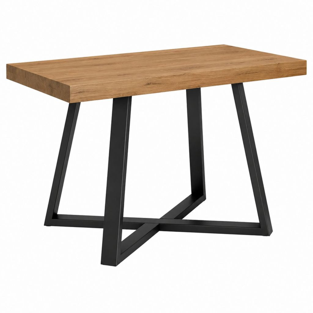 Table à manger rectangulaire chêne naturel et acier noir 160 x 90 x 75 cm