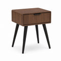 Table de chevet avec tiroir noyer et noir en MDF plaqué 45 x 35 x 60 cm