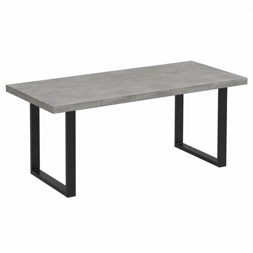 Table à manger rectangulaire gris béton et acier noir 160 x 80 x 75 cm