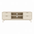 Meuble TV beige en panneaux MDF rectangulaire avec 4 tiroirs et 2 niches 160 x 40 x 55 cm