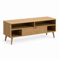 Meuble TV chêne clair en panneaux MDF rectangulaire 140 x 40 x 55 cm