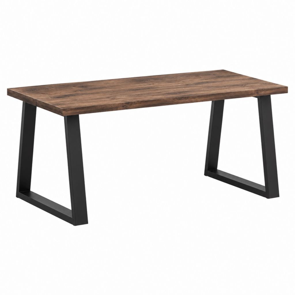 Table à manger rectangulaire marron et noire en panneaux MDF et acier 120 x 60 x 75 cm