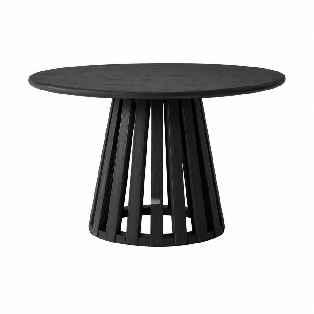 Table à manger ronde noire en bois massif 120 x 75 cm