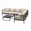 Salon de jardin d'angle 4 places avec table basse noir et beige en acier et polyester 244 x 172 x 65 cm