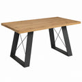 Table à manger rectangulaire chêne naturel et acier noir 180 x 90 x 75 cm