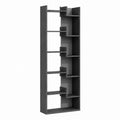 Étagère bibliothèque sur pied rectangulaire gris foncé en panneaux de particules 60 x 24 x 180 cm